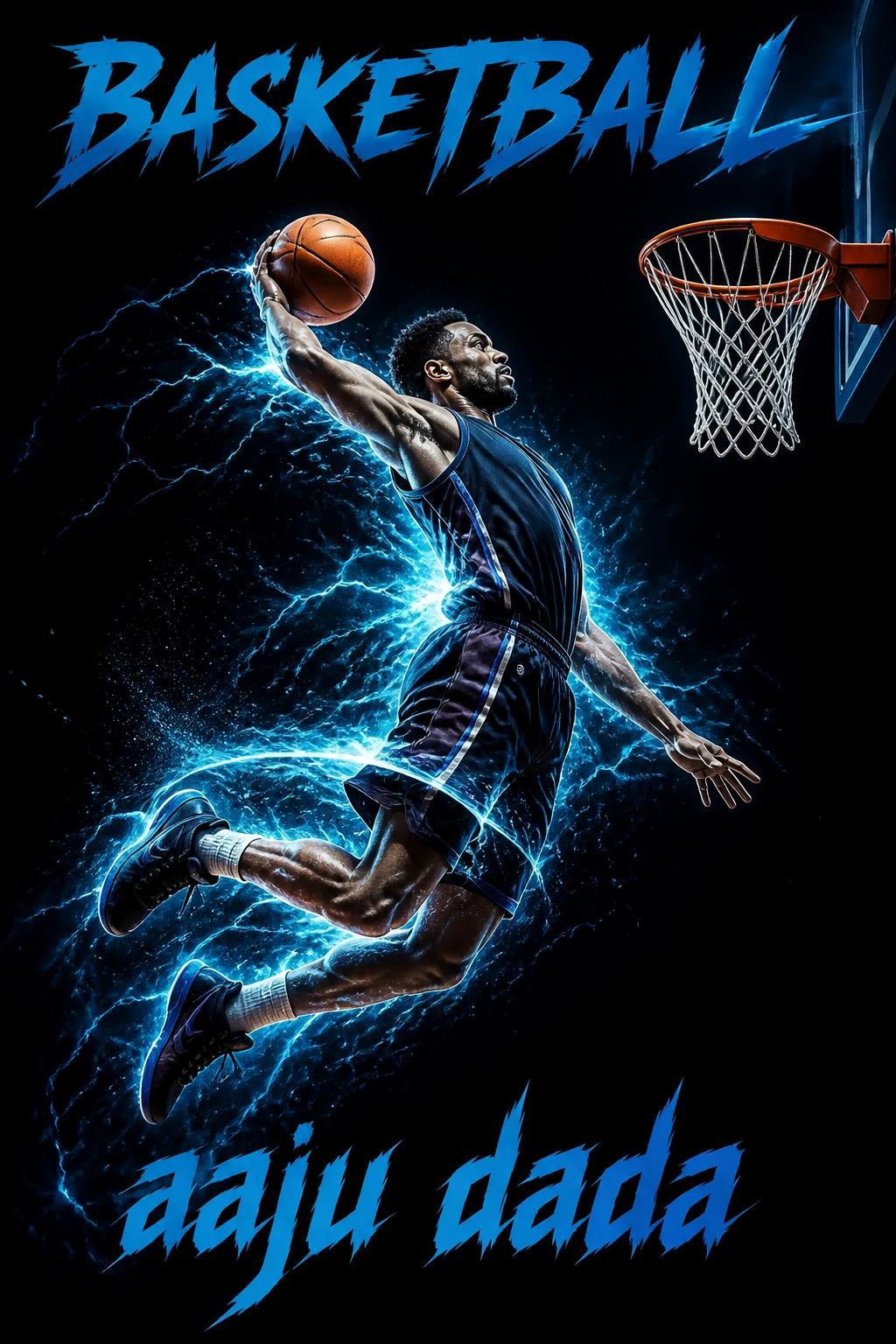 Electric Blue Dunk Sports Poster AI Image Prompt, image 1