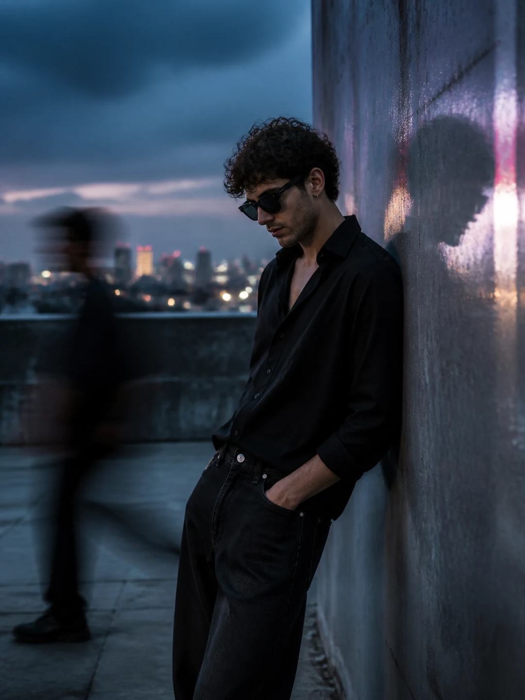 Blue Hour Rooftop Editorial Portrait Photo Prompt, image 4