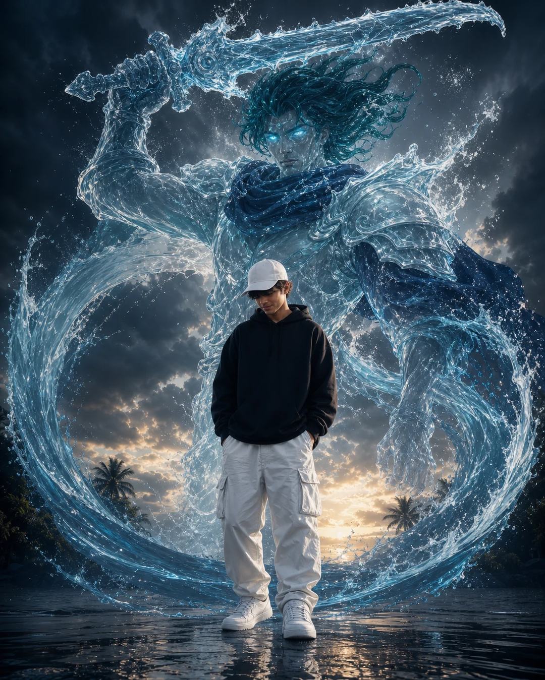 Water Warrior Anime Fusion Cinematic Portrait Prompt, image 2