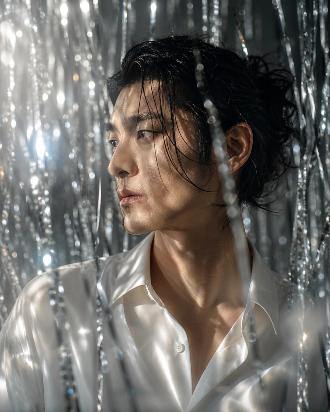 Silver Tinsel Luxury Editorial Fashion Portrait Prompt, image 4