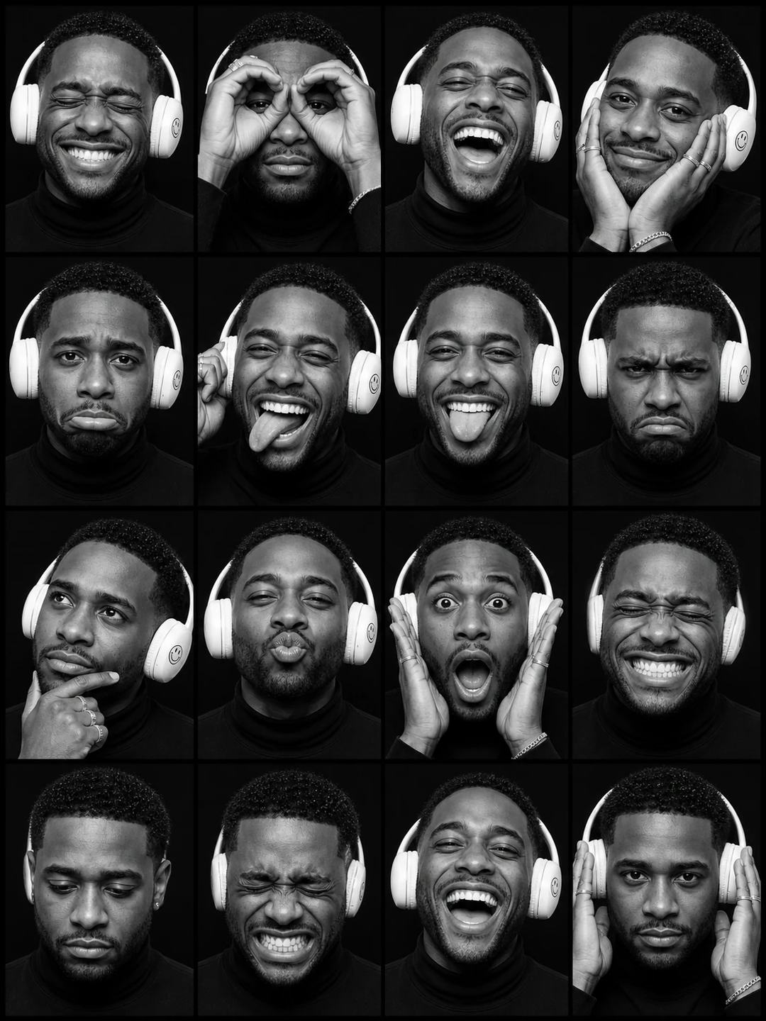 16 Moods Black and White Photo Booth Contact Sheet Prompt — image 3