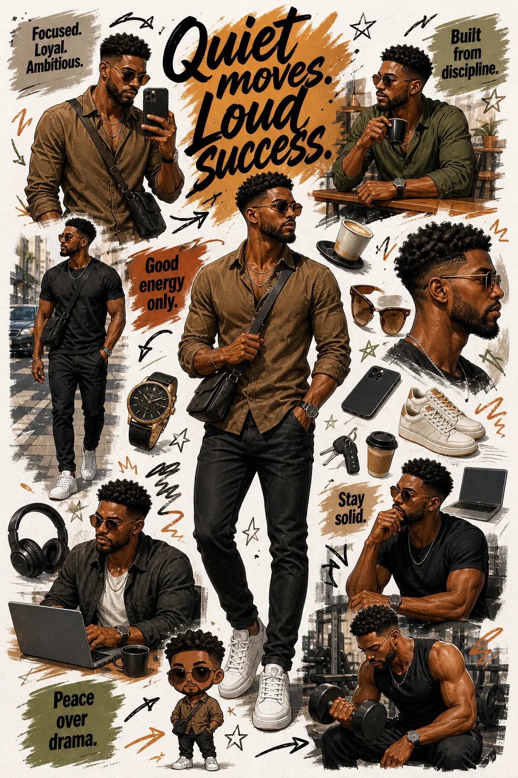 African Man Lifestyle Sketchbook Collage Prompt — image 1
