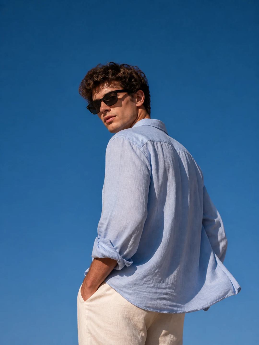 Minimal Blue-Sky Luxury Editorial Portrait Prompt, image 3