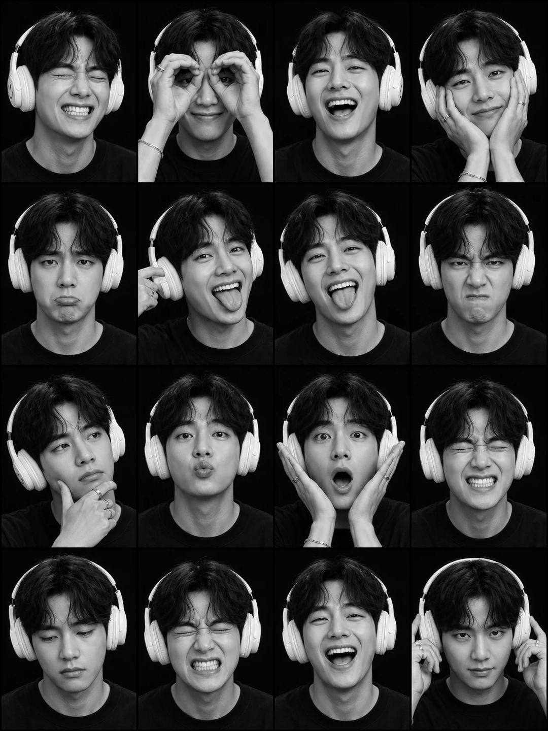 16 Moods Black and White Photo Booth Contact Sheet Prompt — image 4