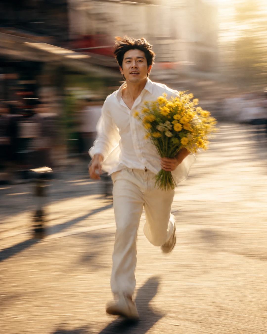 Motion Blur Flower Street Cinematic Portrait Prompt, image 4