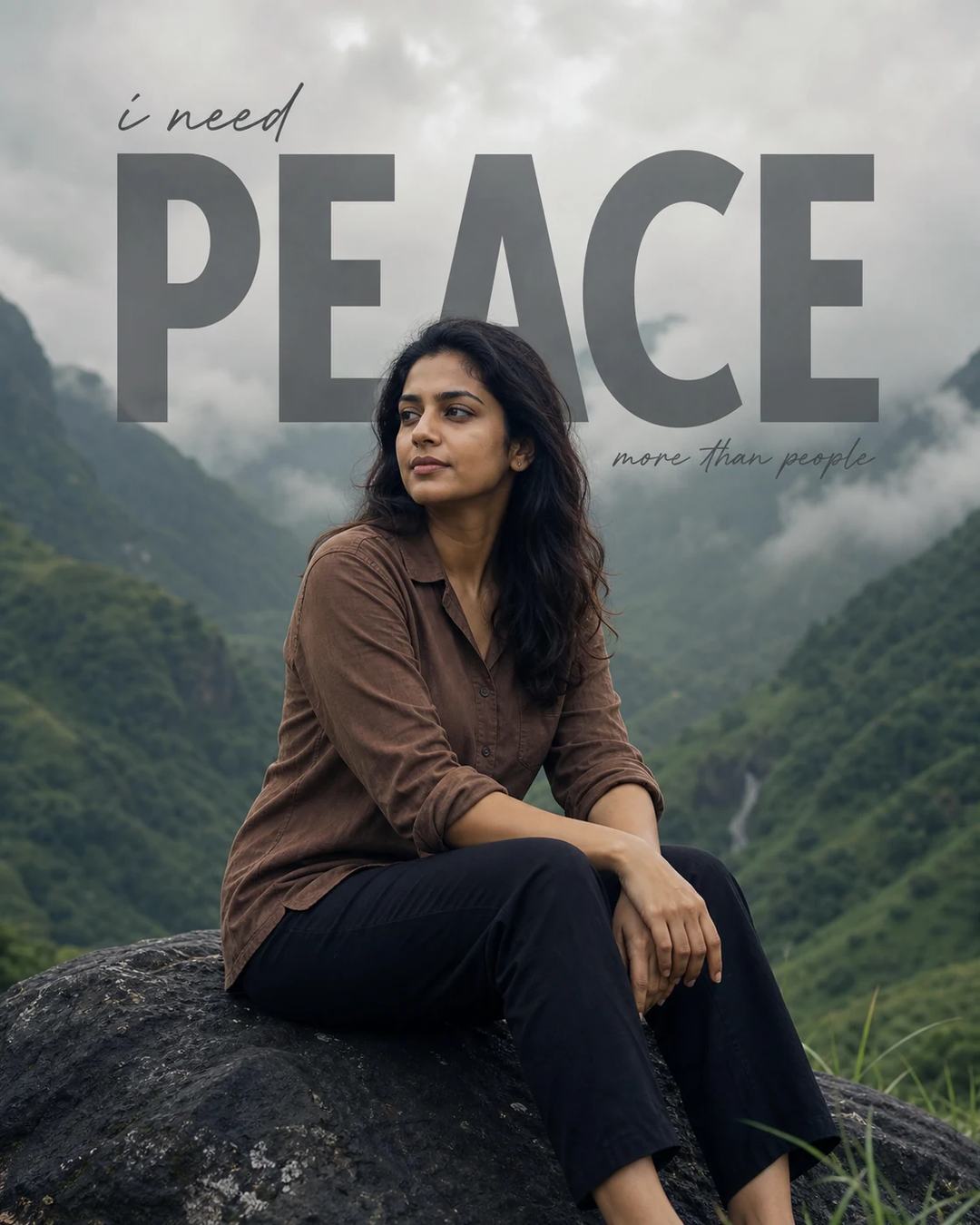 Misty Mountain Valley PEACE Typography Photo Prompt, image 3