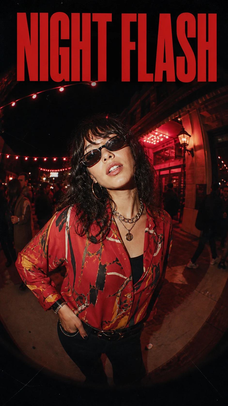 Vintage Fisheye Night Flash Streetwear Photo Prompt — image 1