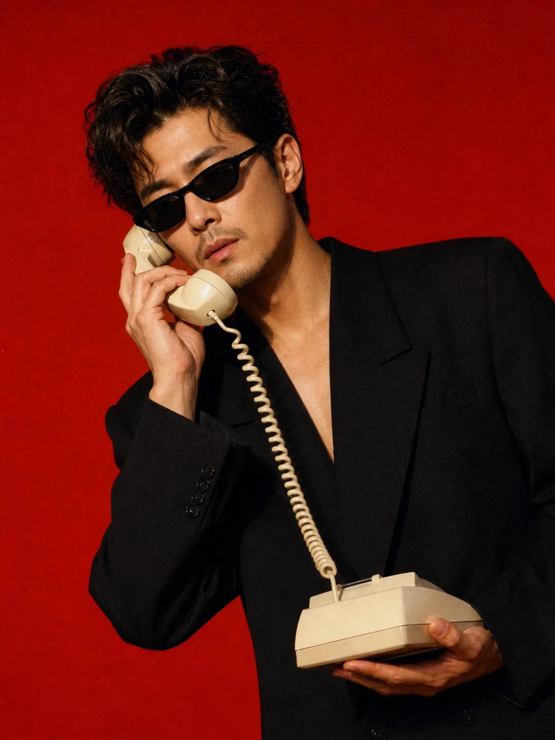 Retro Red Telephone Fashion Portrait AI Prompt, image 4