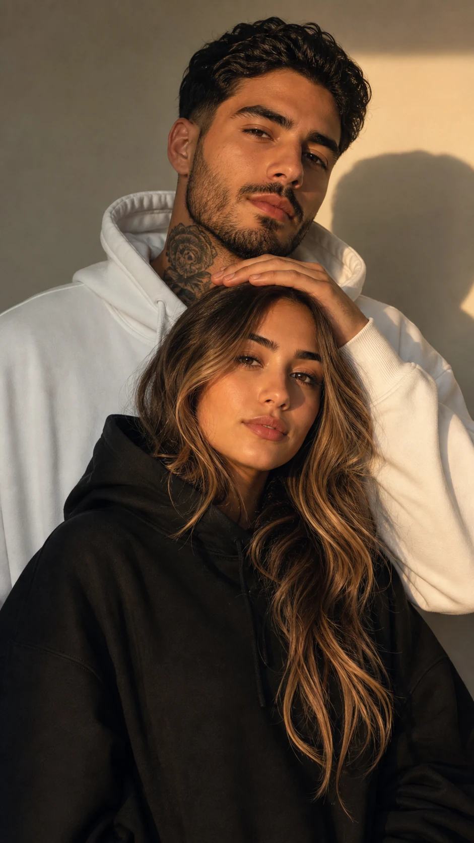 Warm Golden-Hour Indoor Couple Portrait Photo Prompt, image 4