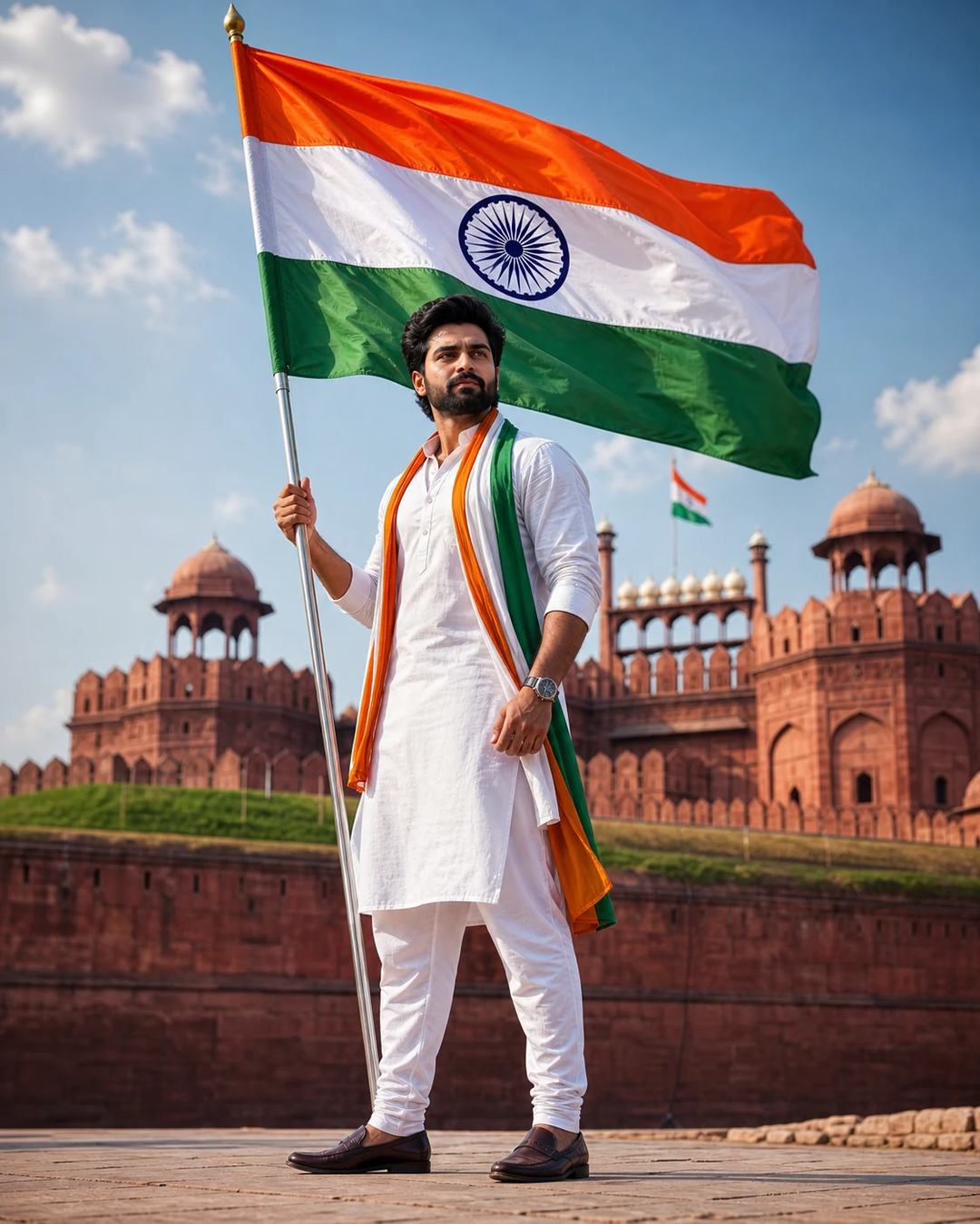Red Fort Independence Day Heroic Portrait Prompt, image 3