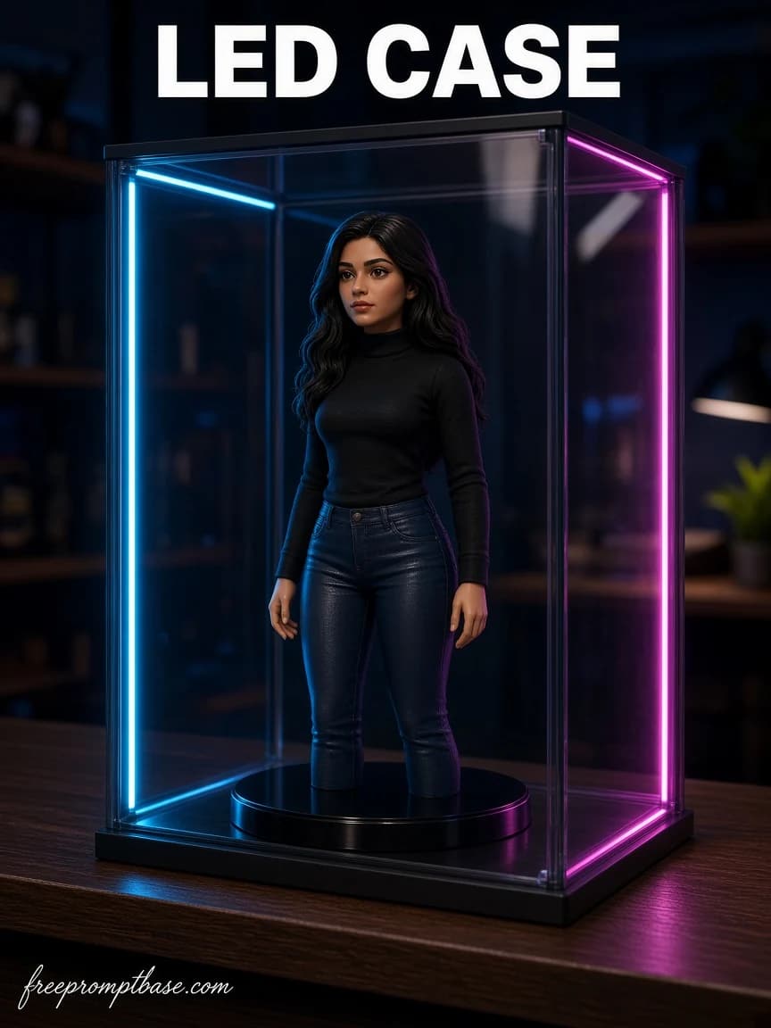 Nano Banana LED Cabinet Figurine Prompt for Gemini, image 1