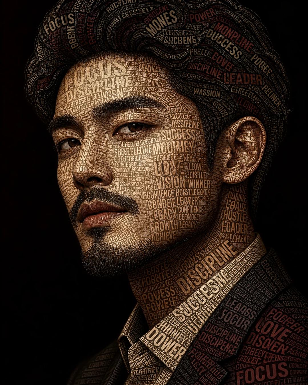 Ultra-Realistic Typography Word Collage Portrait Prompt — image 4