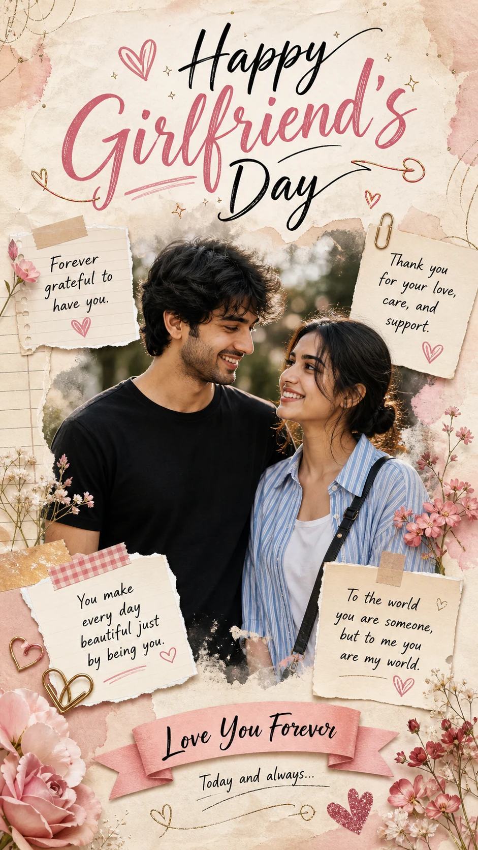 Girlfriend's Day Romantic Scrapbook Poster Prompt, image 1