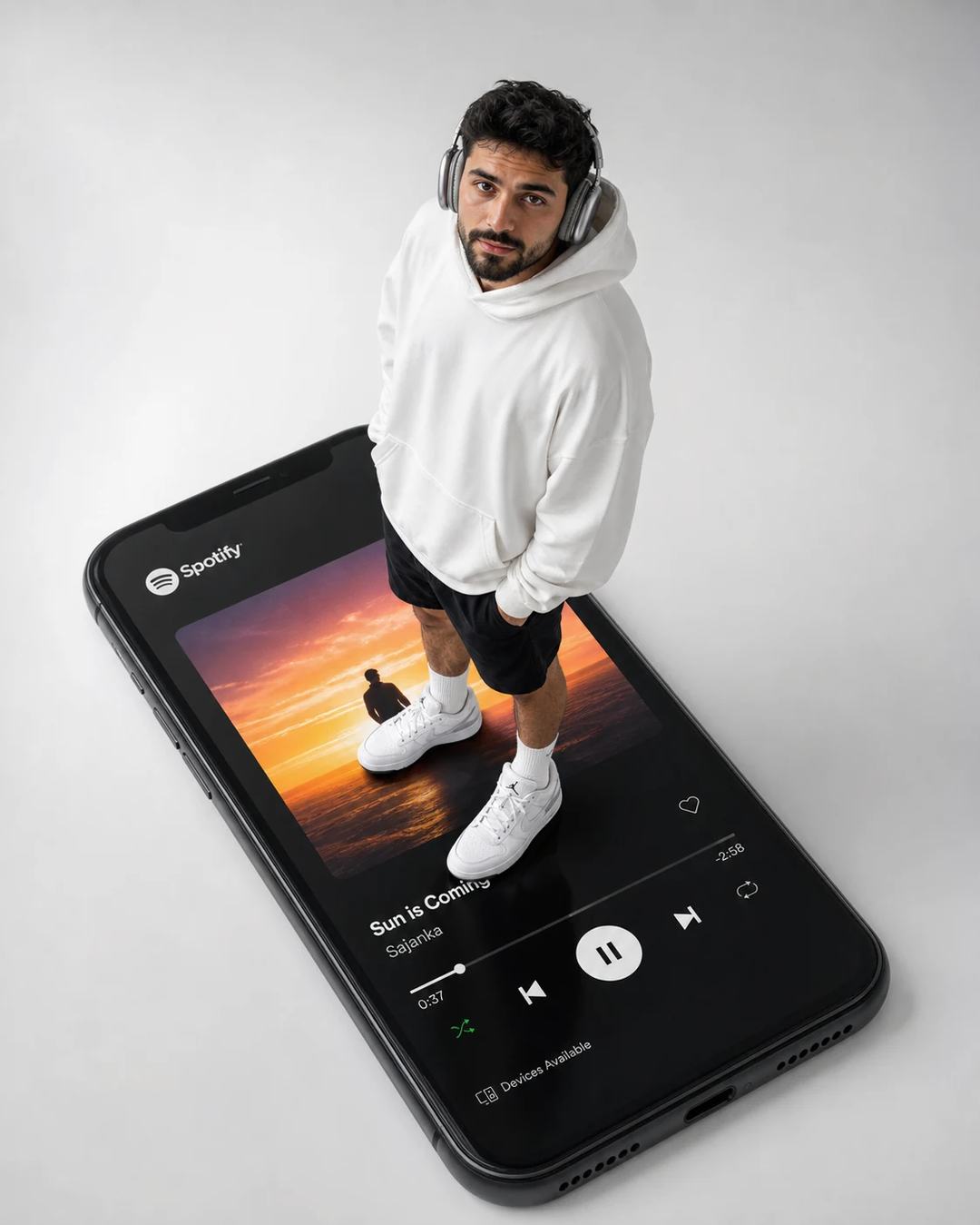 Forced-Perspective Giant Smartphone Portrait Prompt, image 4