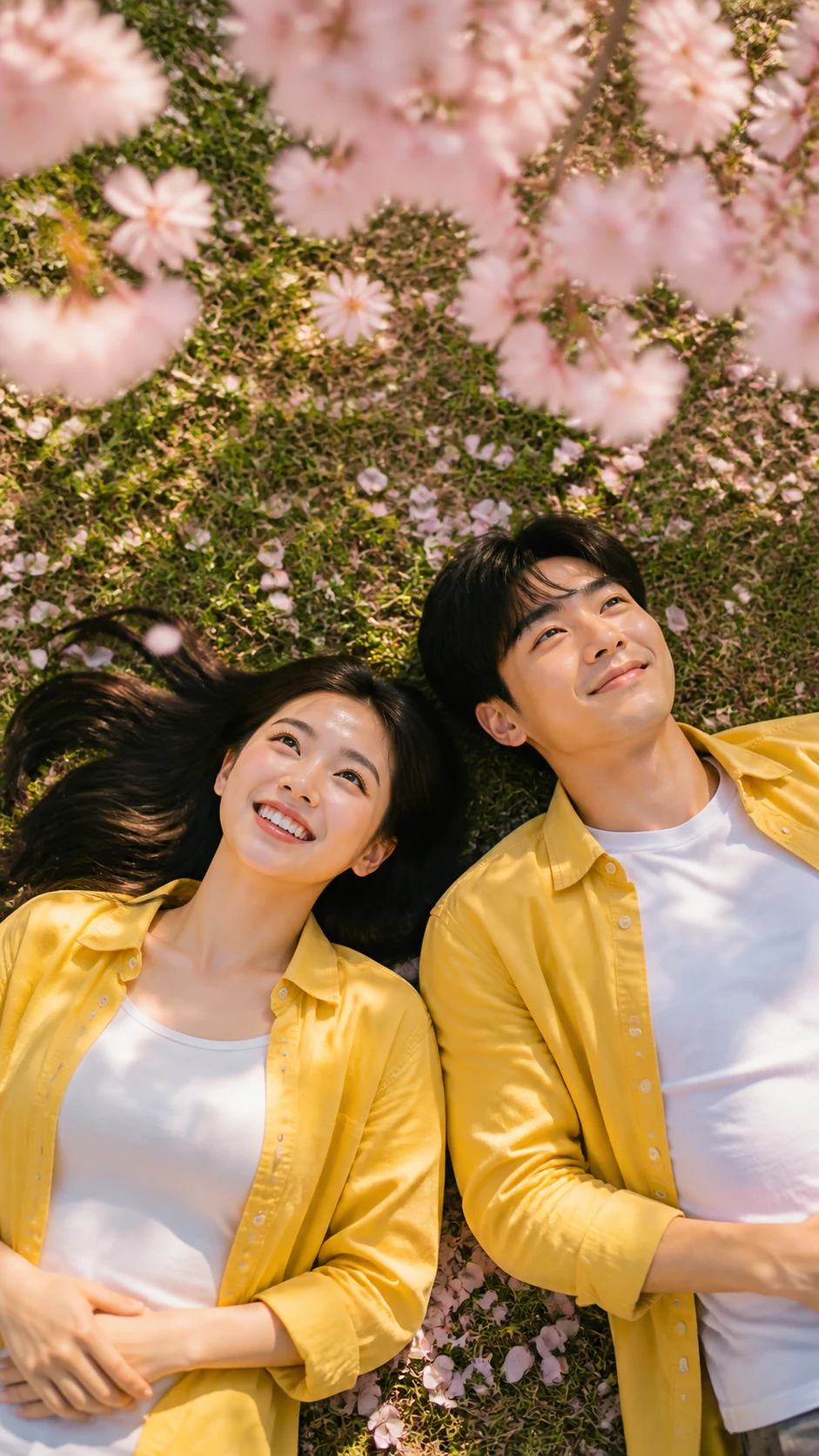 Dreamy Cherry Blossom Picnic Couple Photo Prompt, image 2