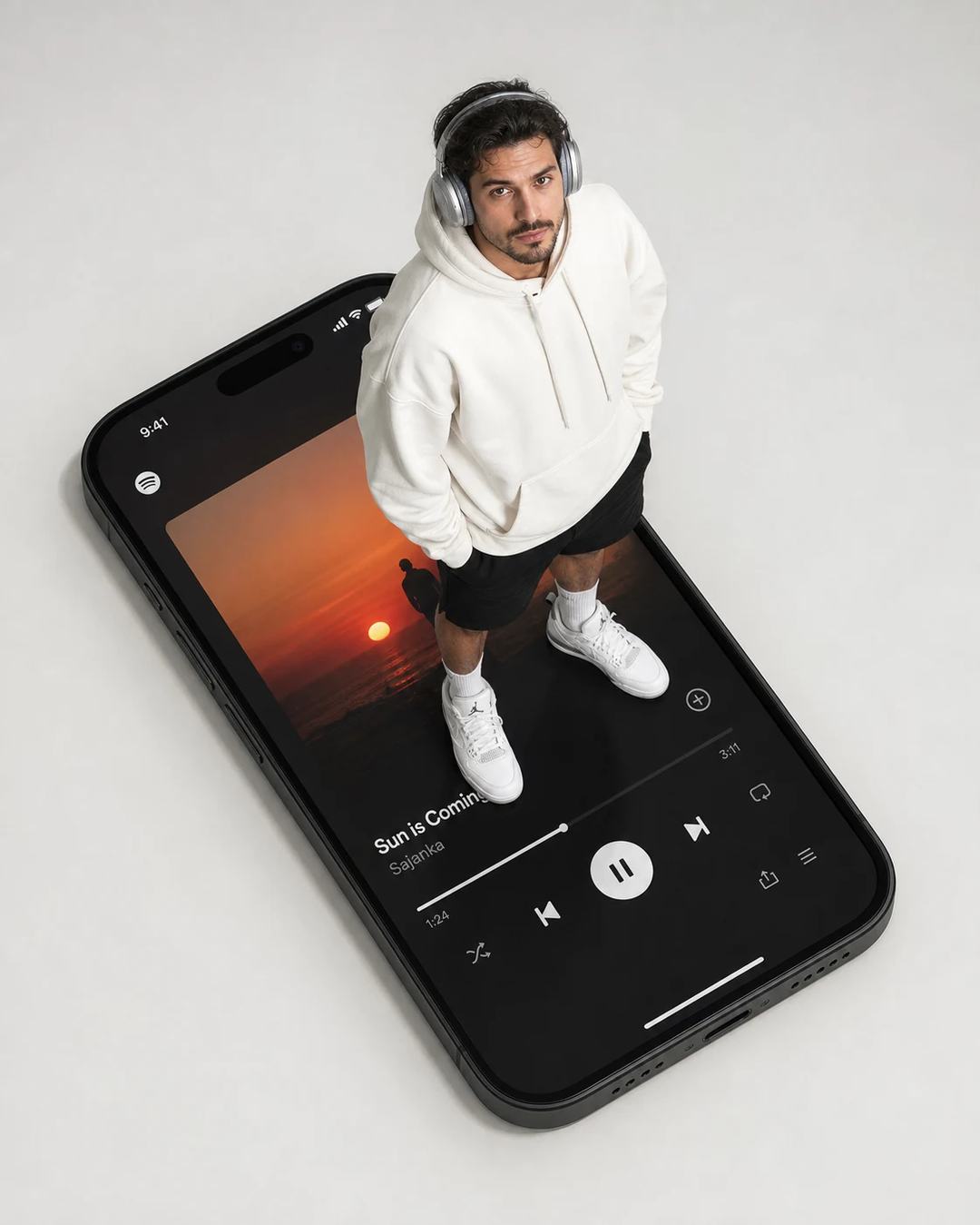 Forced-Perspective Giant Smartphone Portrait Prompt, image 3