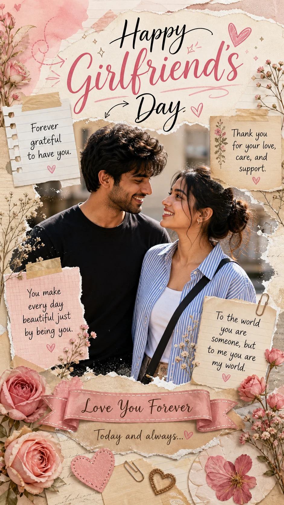 Girlfriend's Day Romantic Scrapbook Poster Prompt, image 4