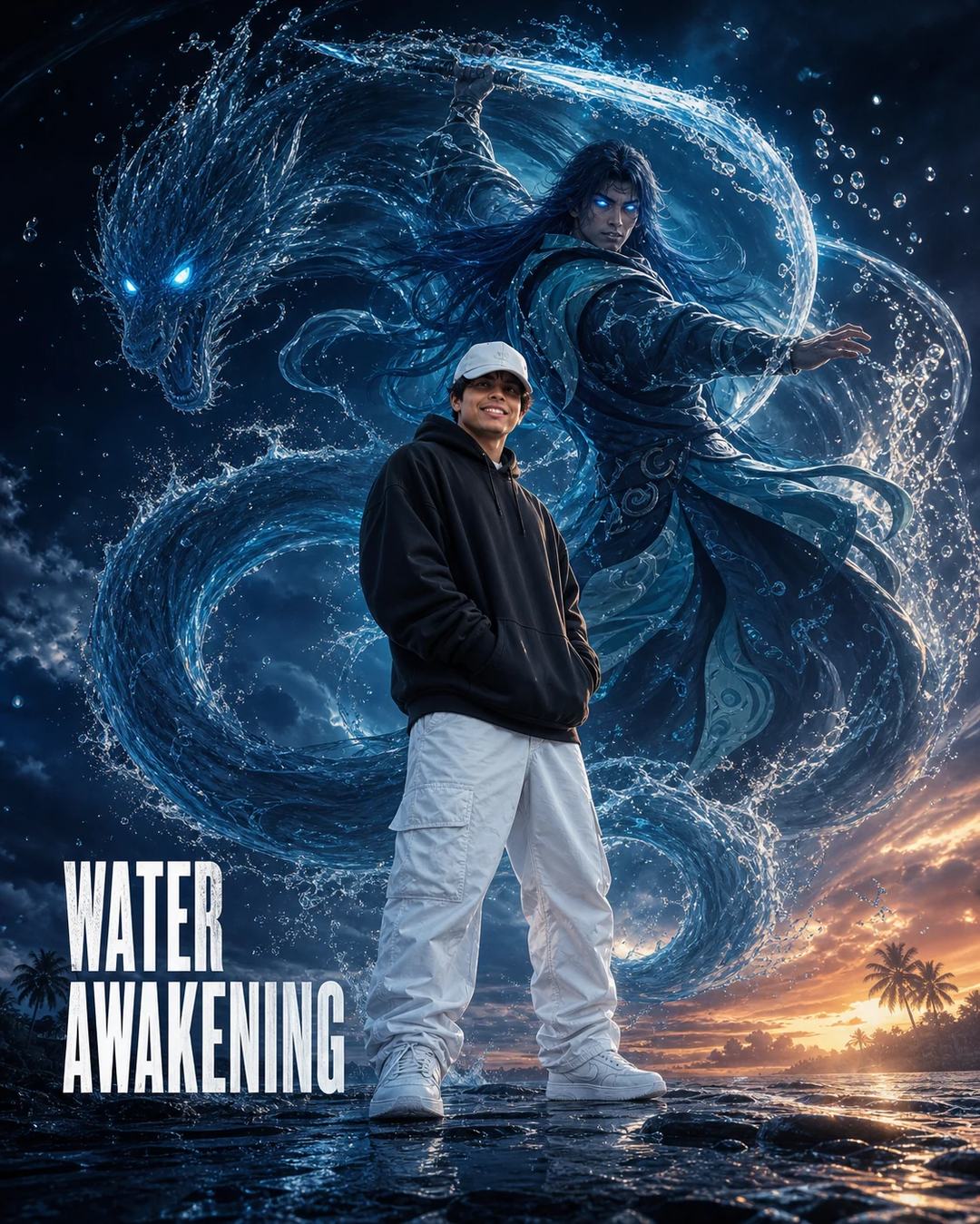 Water Warrior Anime Fusion Cinematic Portrait Prompt, image 1