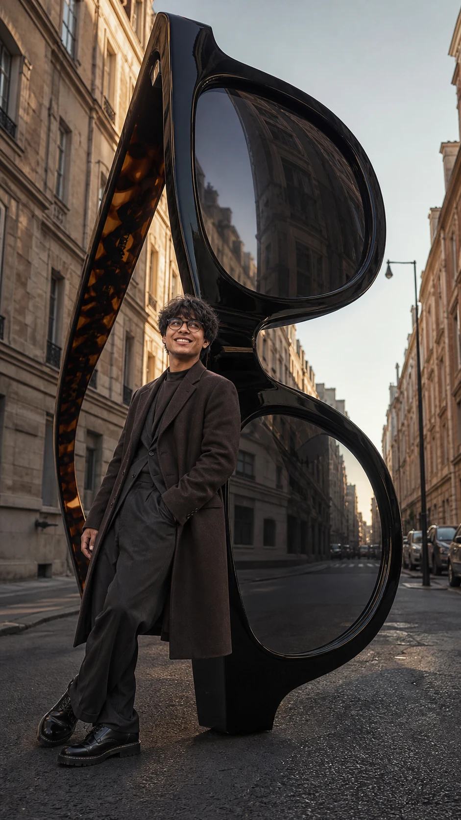 Giant Sunglasses European Street Fashion Prompt, image 2