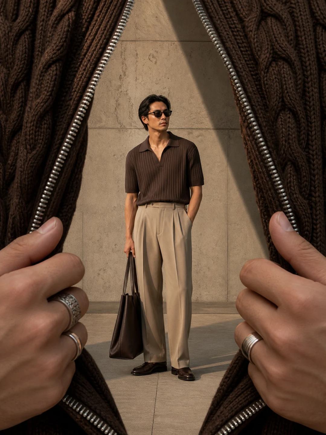 Giant Knitted Cardigan Fashion Editorial Prompt, image 4