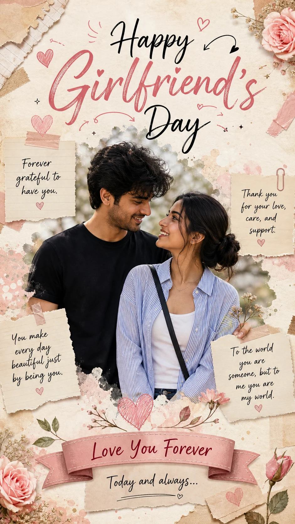 Girlfriend's Day Romantic Scrapbook Poster Prompt, image 3