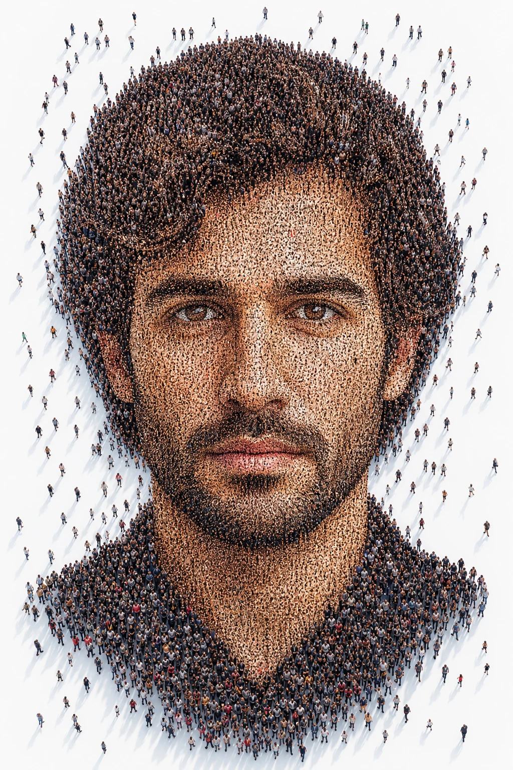 Human Crowd Mosaic Aerial Portrait Photo Prompt, image 4