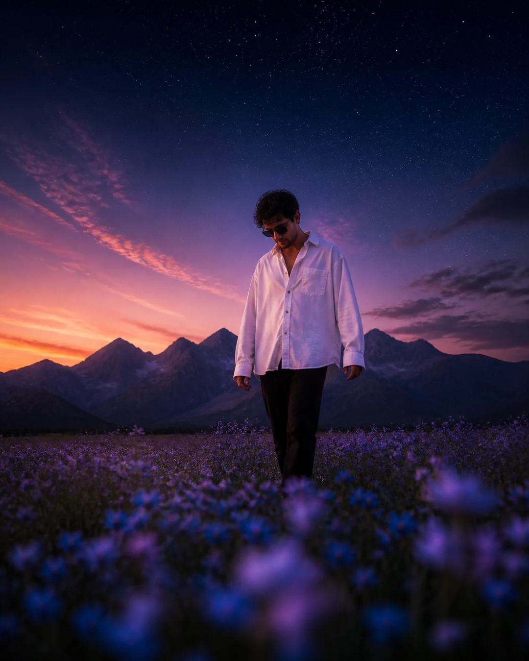 Twilight Wildflower Field Cinematic Portrait Prompt, image 2