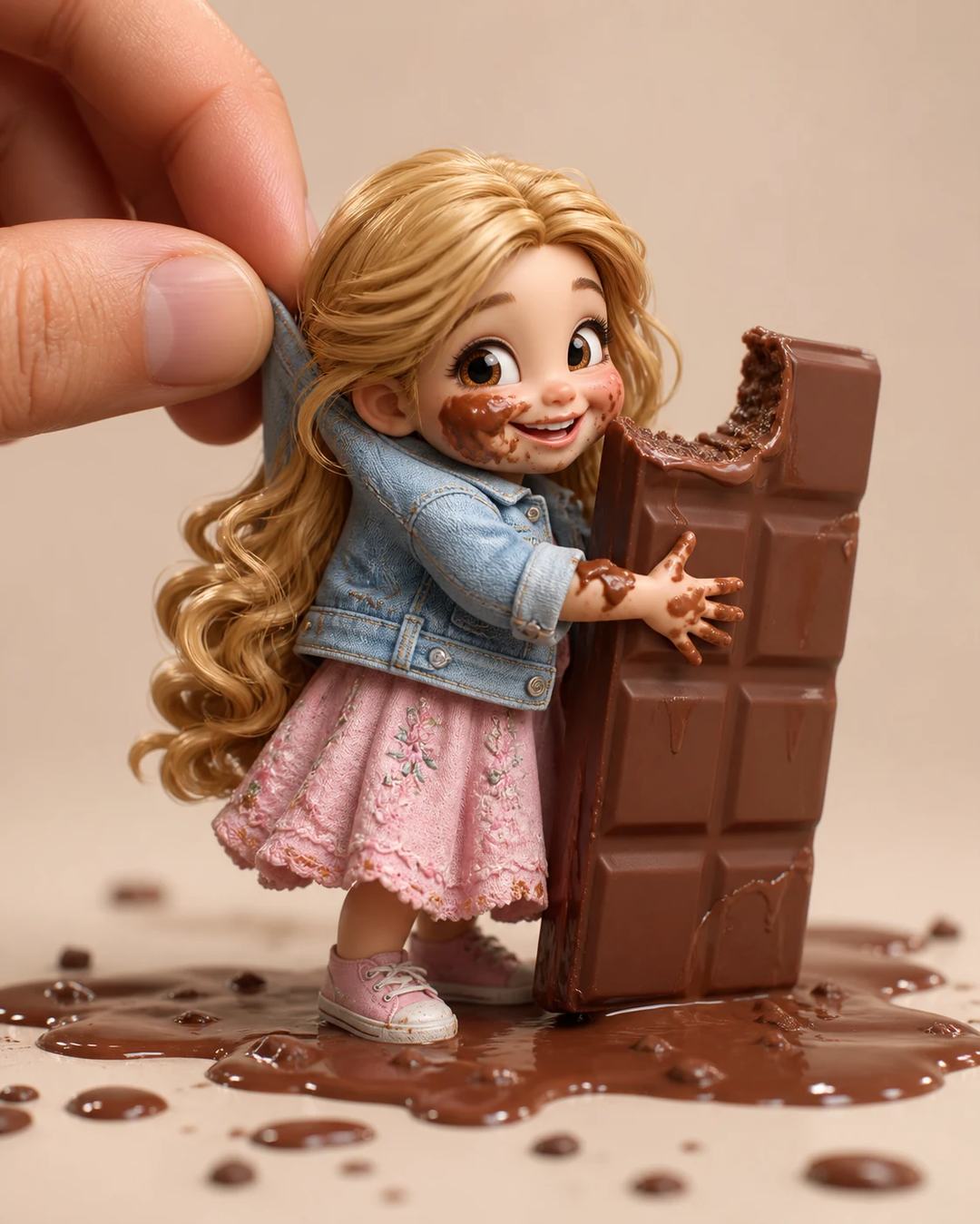 Miniature Chocolate Figurine Macro Photo Prompt, image 3