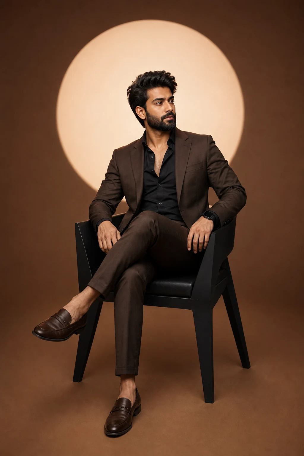 Monochrome Brown Luxury Studio Portrait Prompt, image 2
