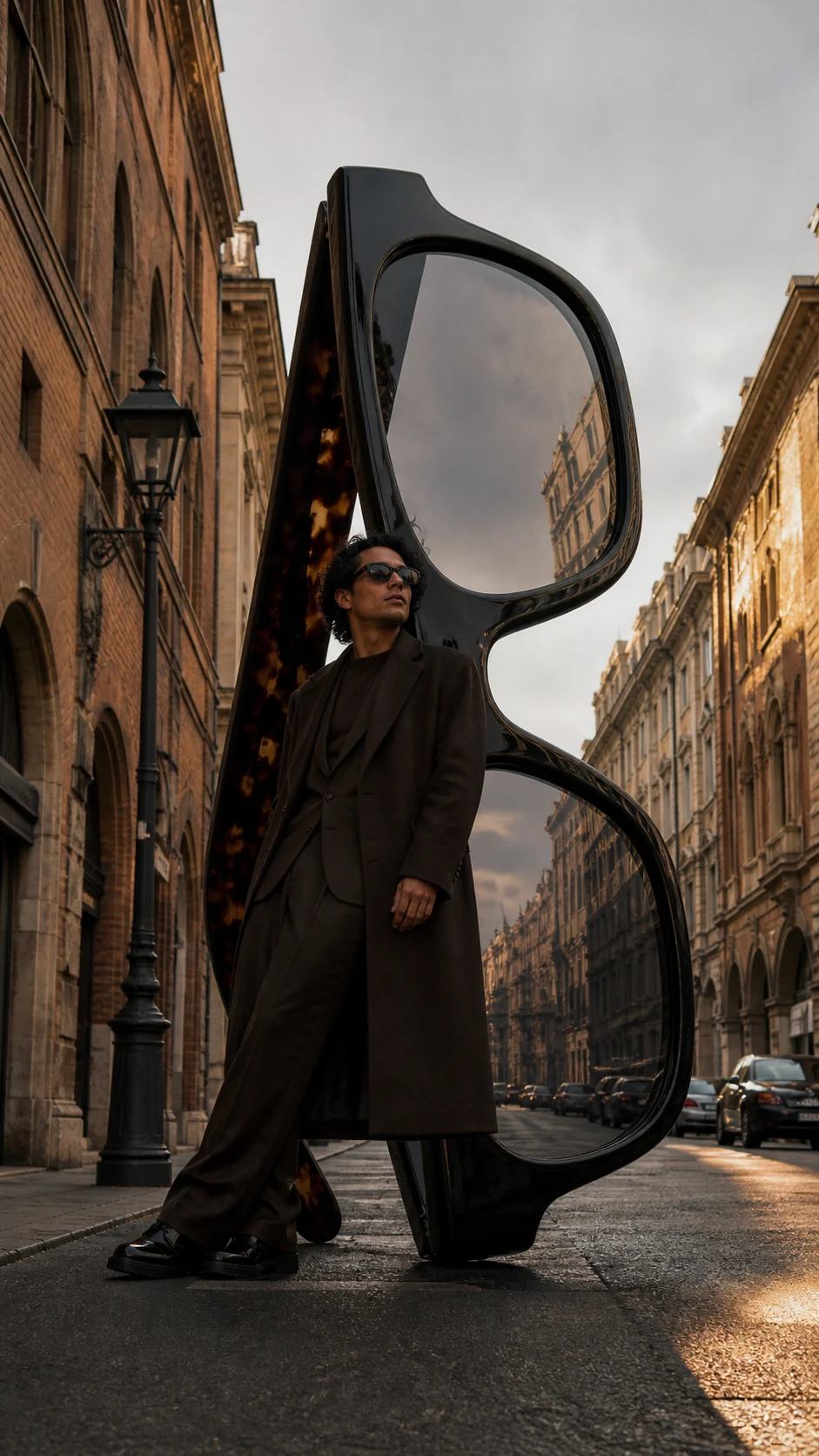 Giant Sunglasses European Street Fashion Prompt, image 4
