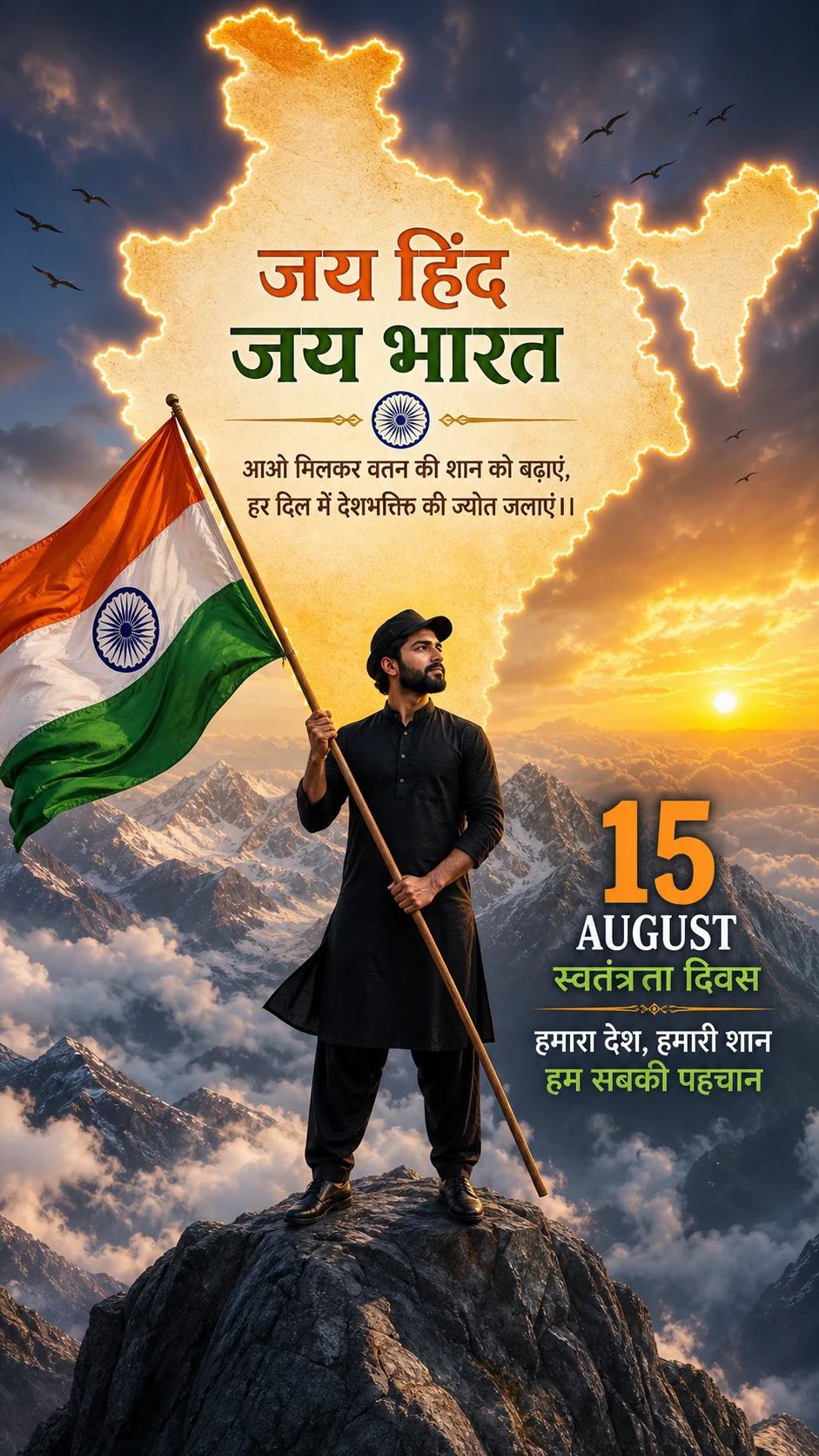 Himalayan Independence Day Hindi Poster Prompt, image 4