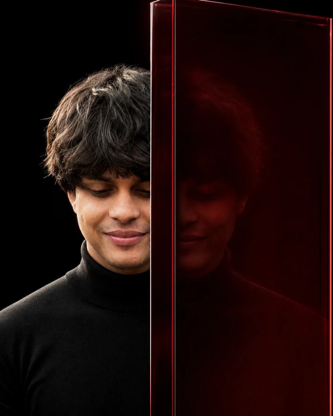 Trapped Inside Architectural Glass Portrait Prompt, image 1