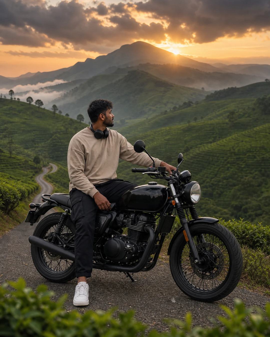 Mountain Motorcycle Cinematic Travel Portrait Prompt, image 3