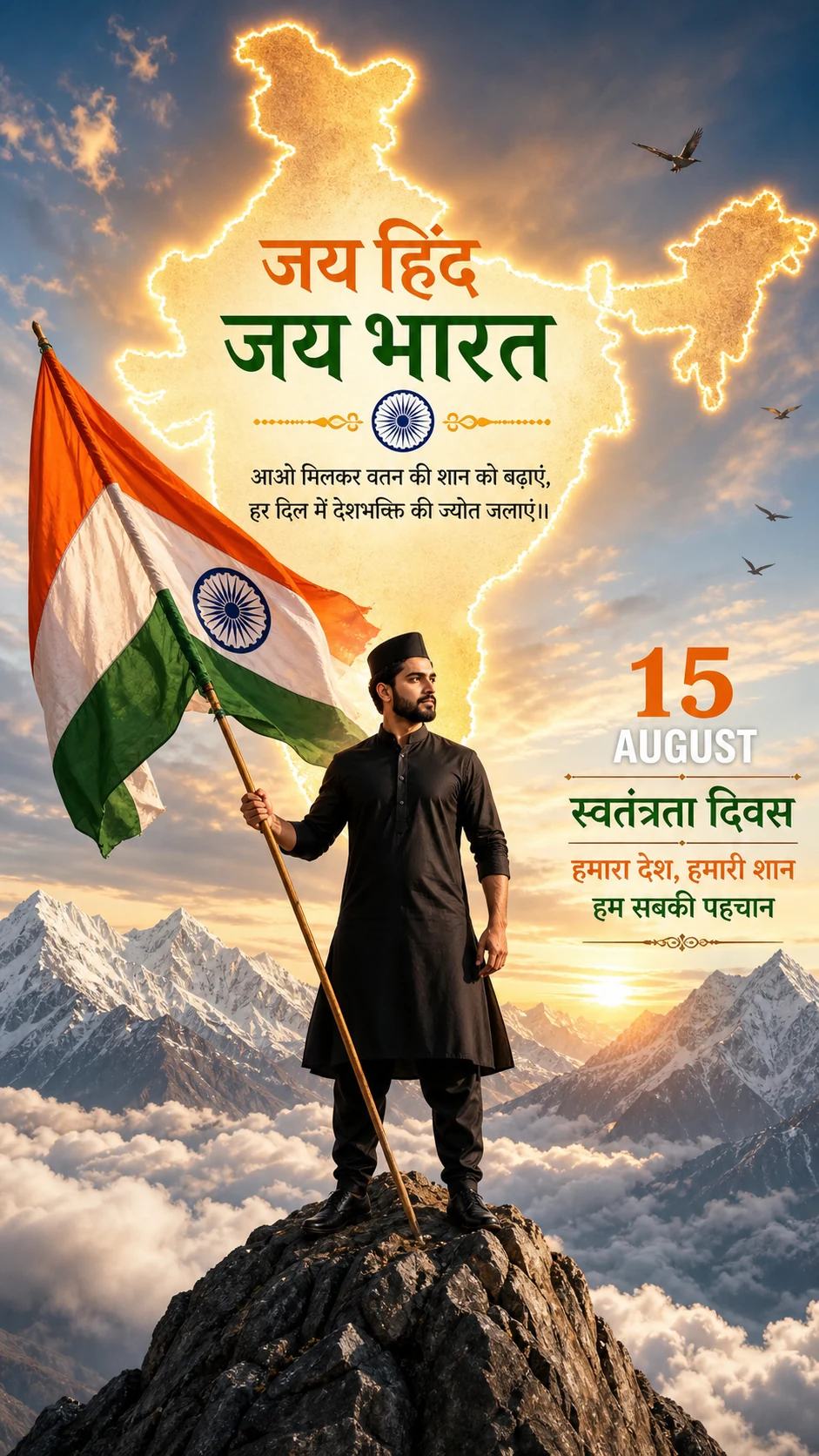 Himalayan Independence Day Hindi Poster Prompt, image 1