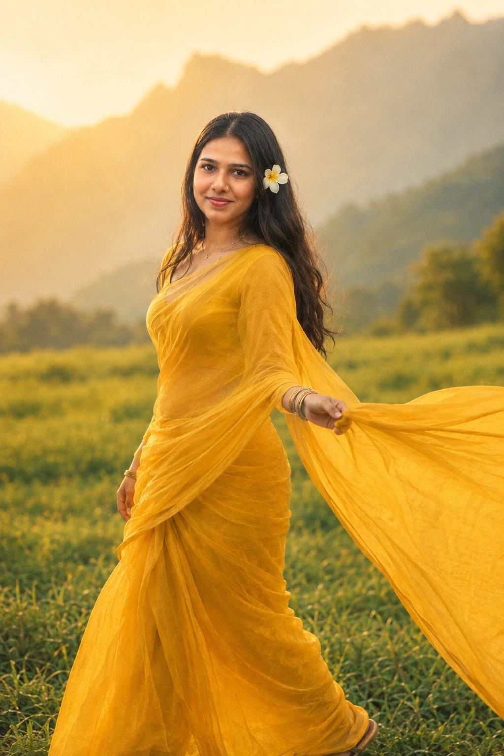 Yellow Saree Portrait – Gemini AI Photo Prompt — image 2