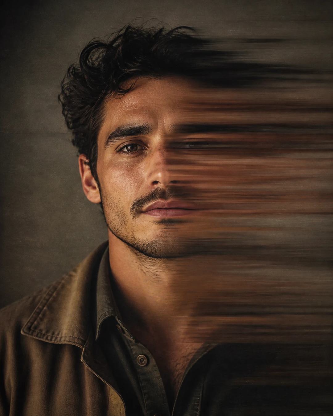 Speed Light Double Exposure Cinematic Portrait Prompt, image 3