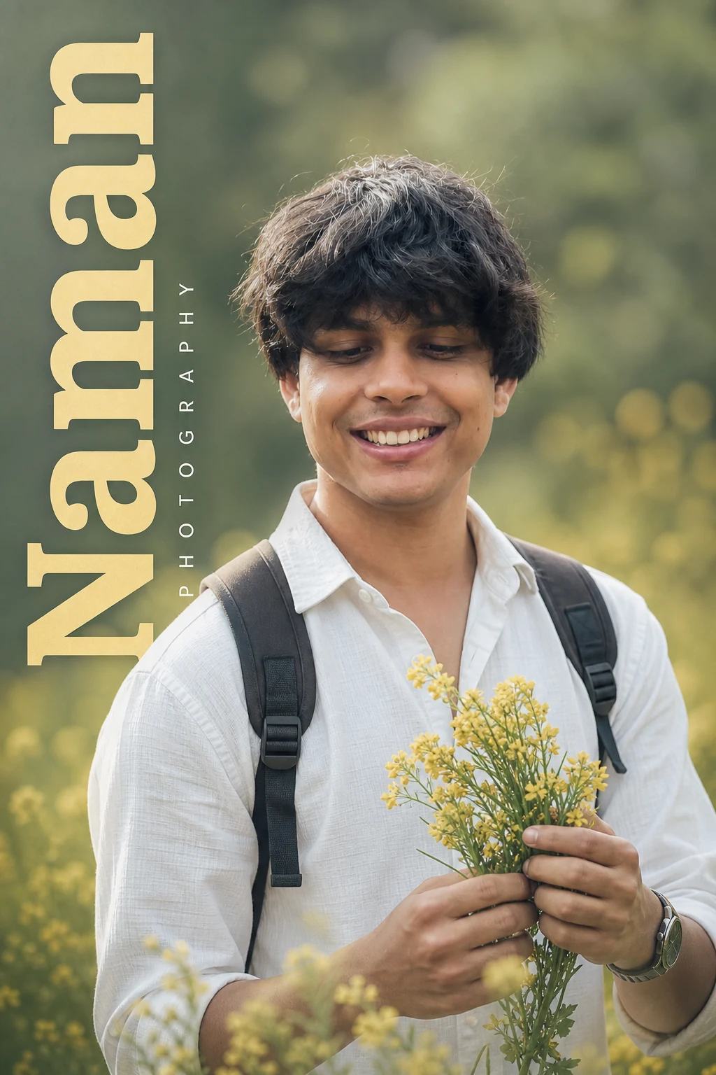 Naman Flower Field Cinematic Portrait Poster Prompt, image 2