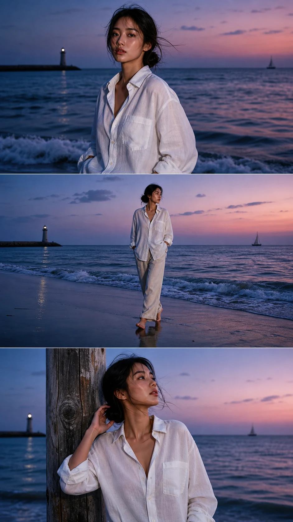 Blue Hour Beach Editorial Triptych Photo Prompt — image 4