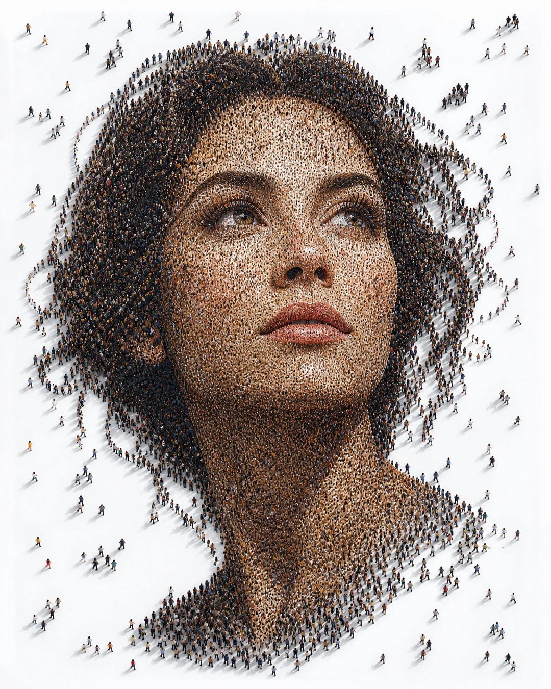 Human Crowd Mosaic Aerial Portrait Photo Prompt, image 3
