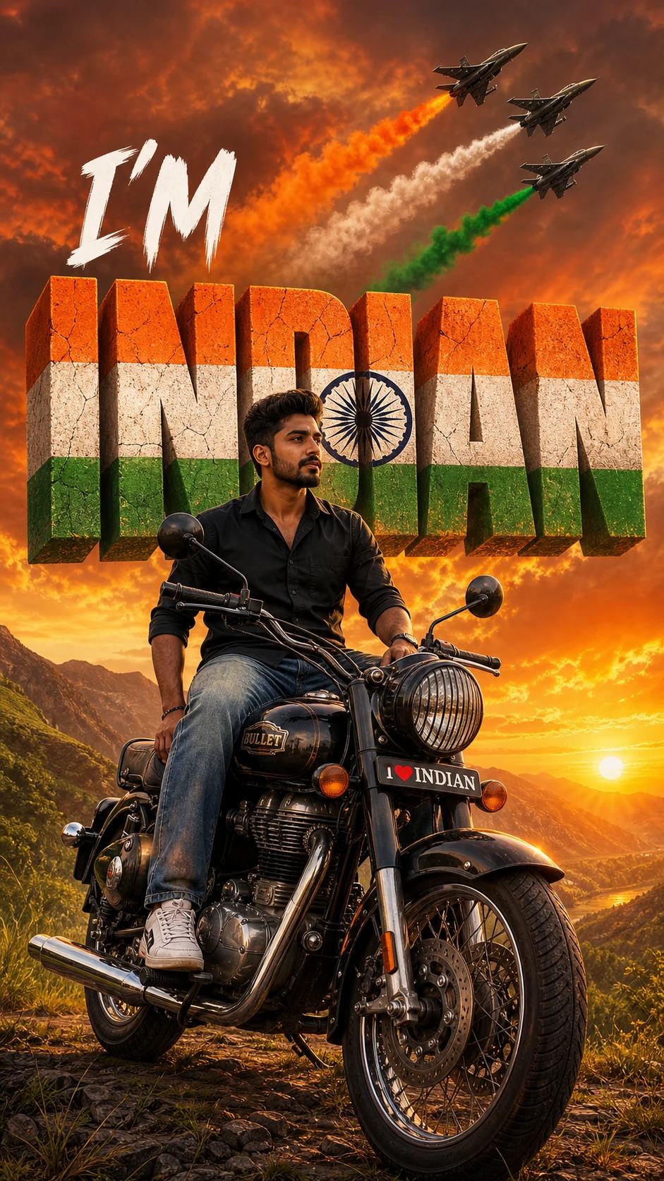 Patriotic Indian Motorcycle Poster AI Image Prompt, image 3