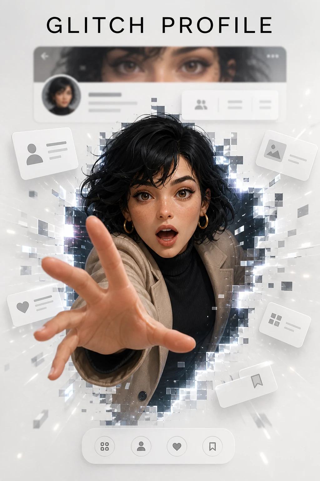 Futuristic Social Media Profile Glitch Portal Prompt — image 1