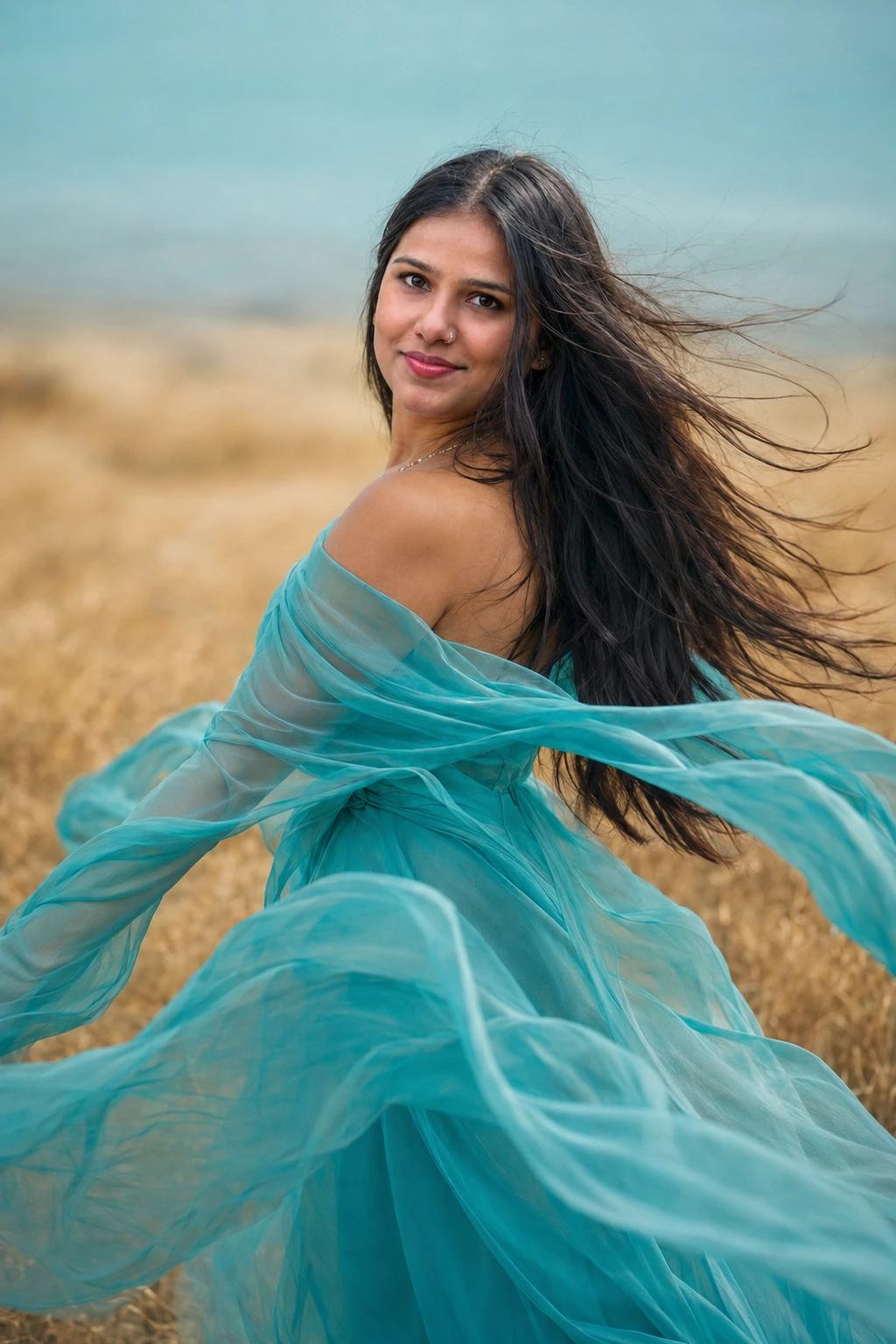 Turquoise Fashion Portrait – Gemini AI Photo Prompt — image 4