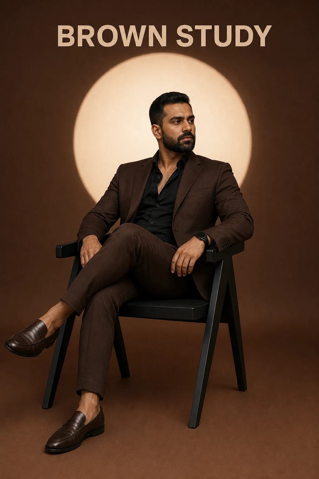 Monochrome Brown Luxury Studio Portrait Prompt, image 1