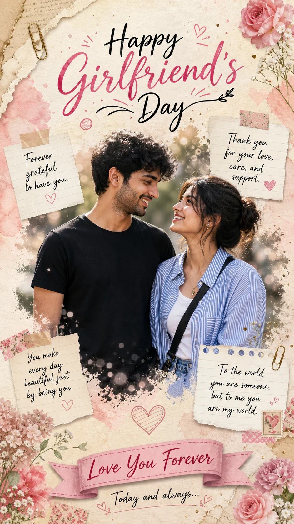 Girlfriend's Day Romantic Scrapbook Poster Prompt, image 2