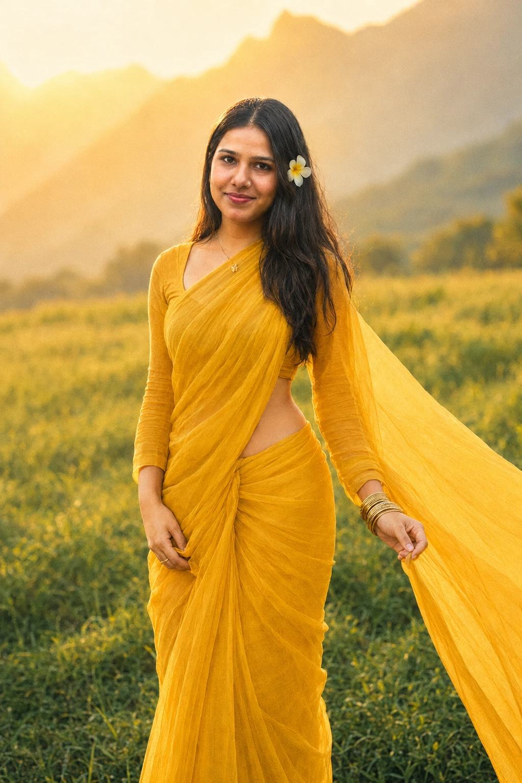 Yellow Saree Portrait – Gemini AI Photo Prompt — image 3