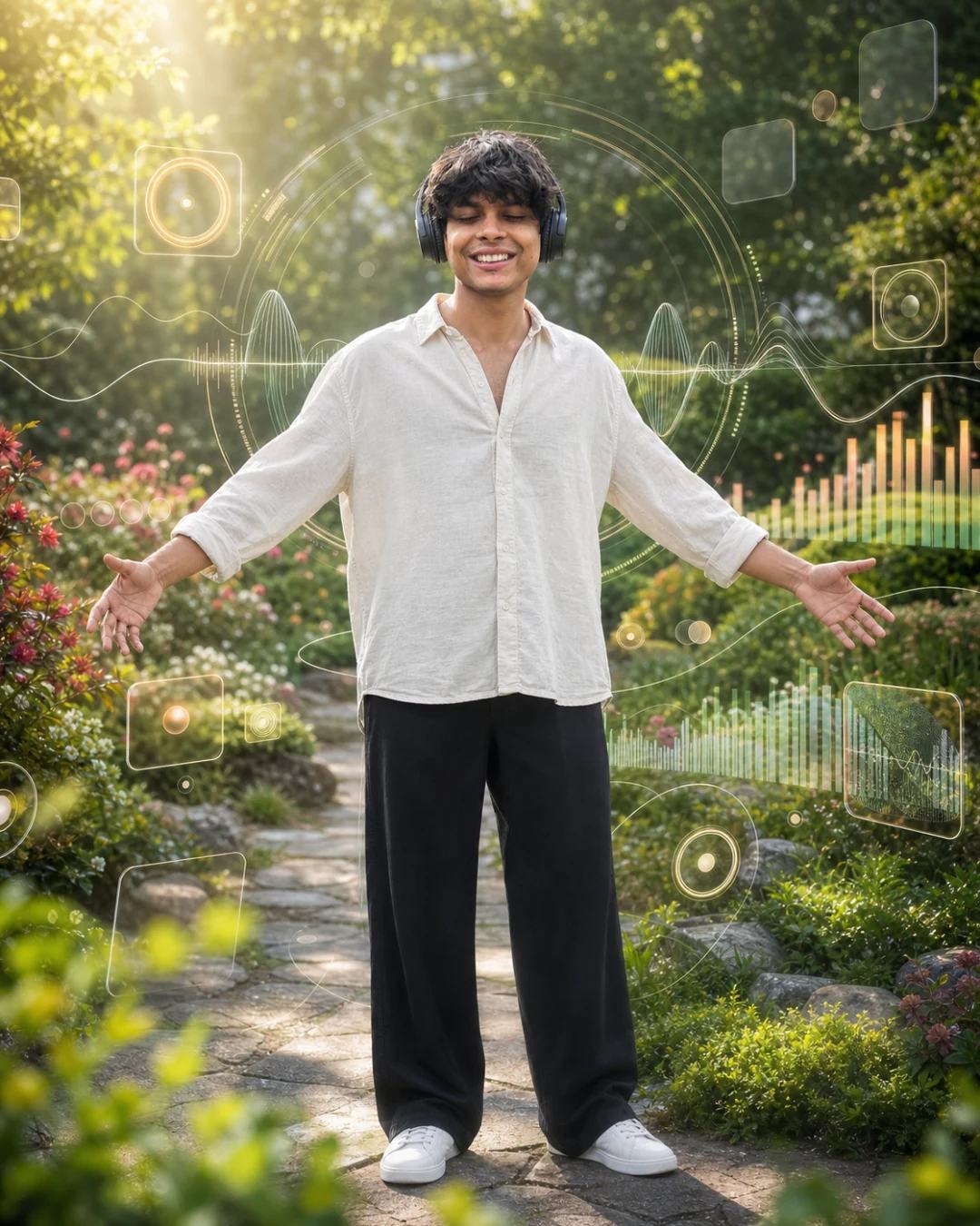 Centered Music Garden Hologram Portrait Prompt, image 2