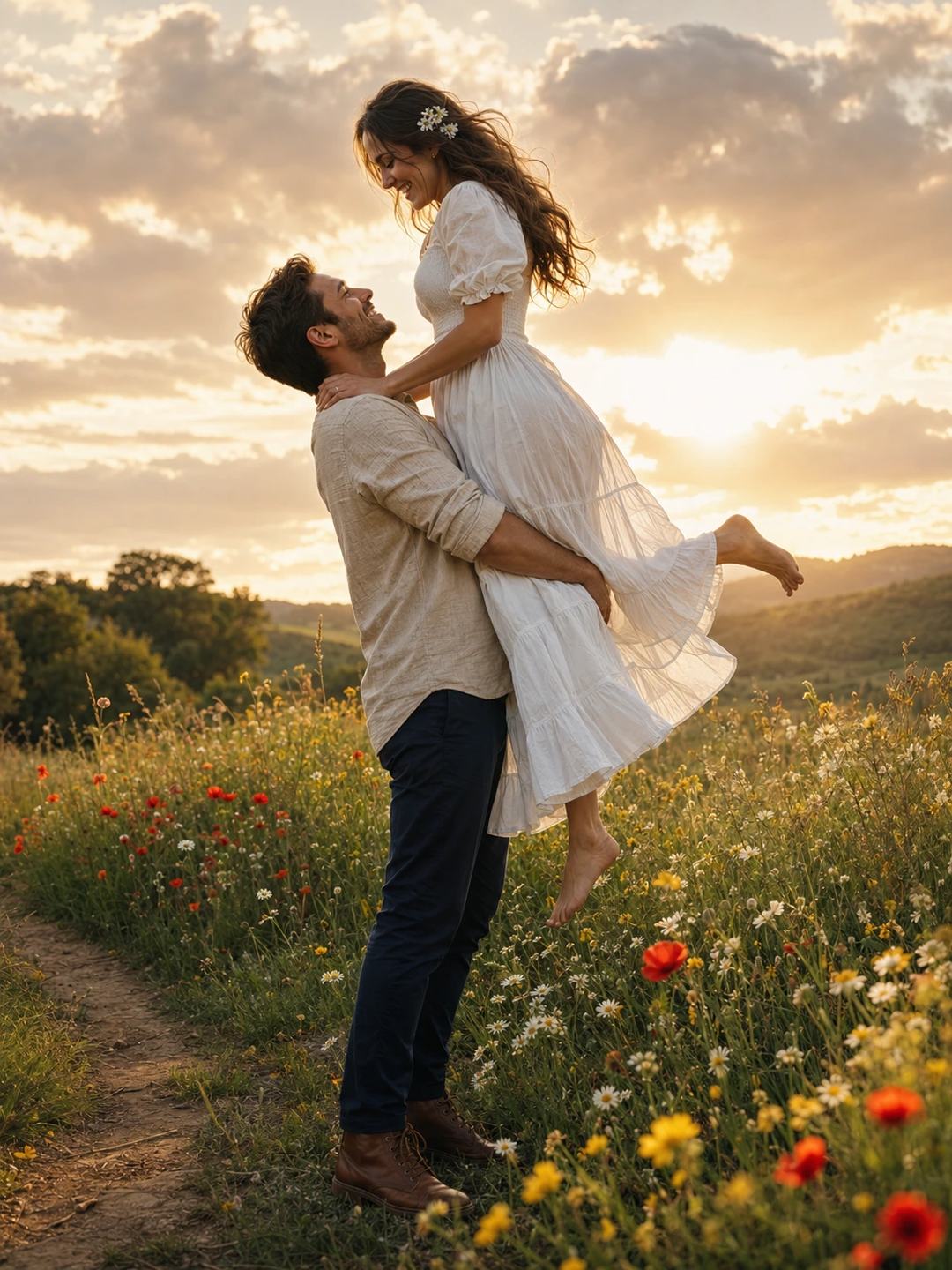 Wildflower Meadow Couple – Gemini AI Photo Prompt, image 1