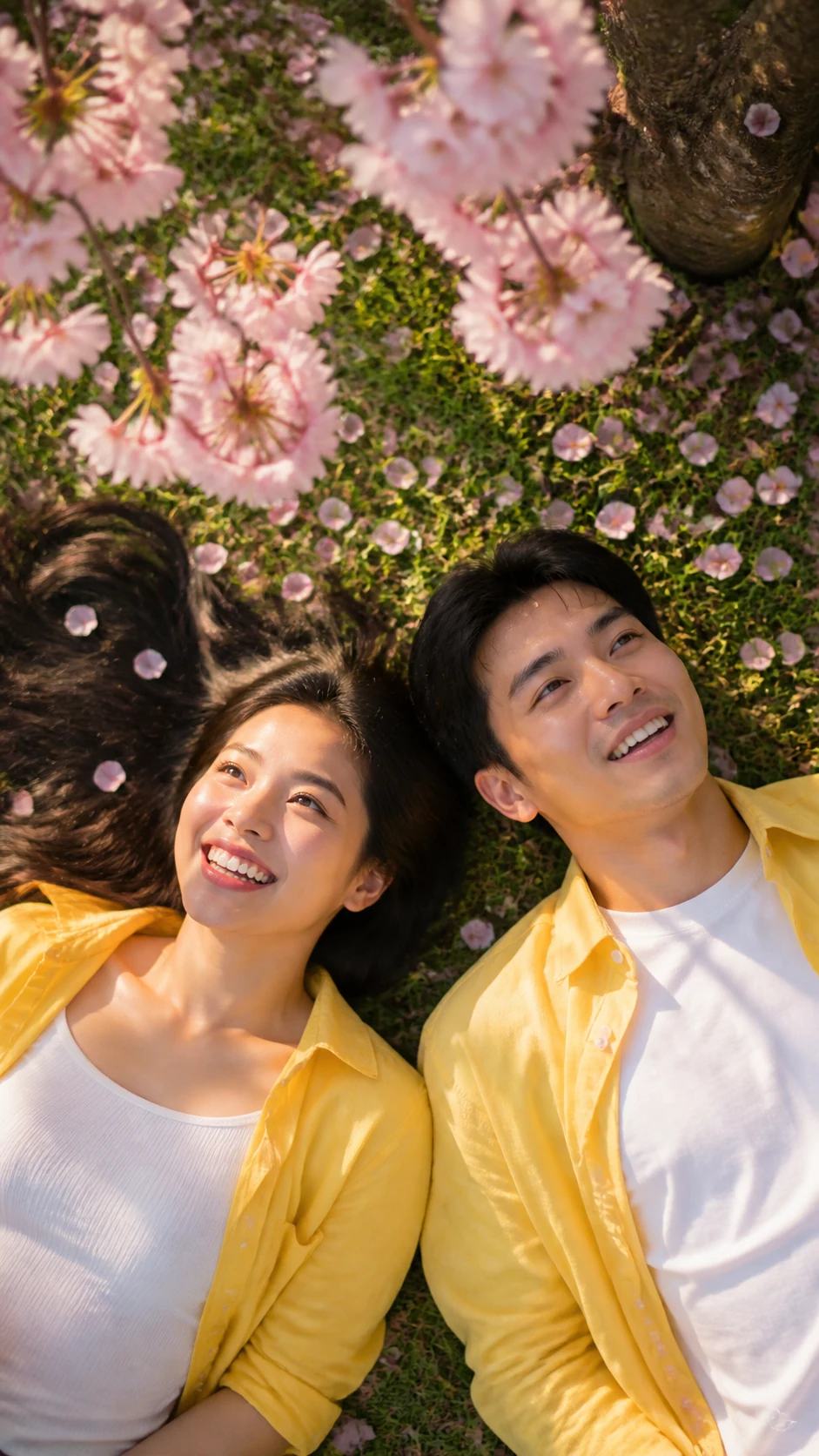 Dreamy Cherry Blossom Picnic Couple Photo Prompt, image 4