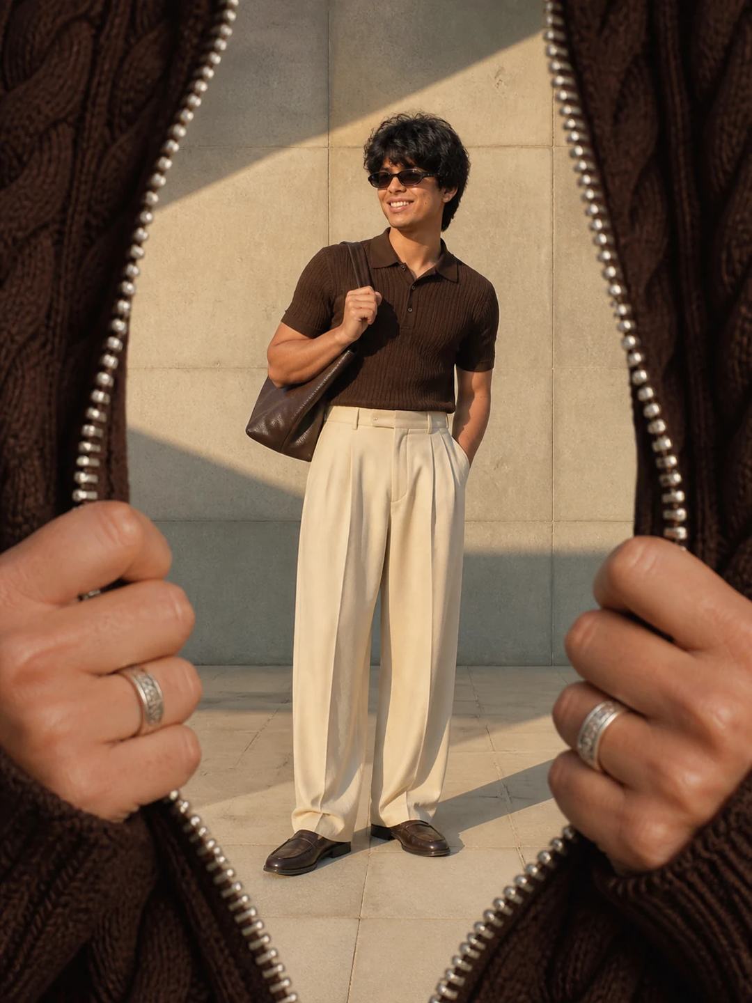 Giant Knitted Cardigan Fashion Editorial Prompt, image 2
