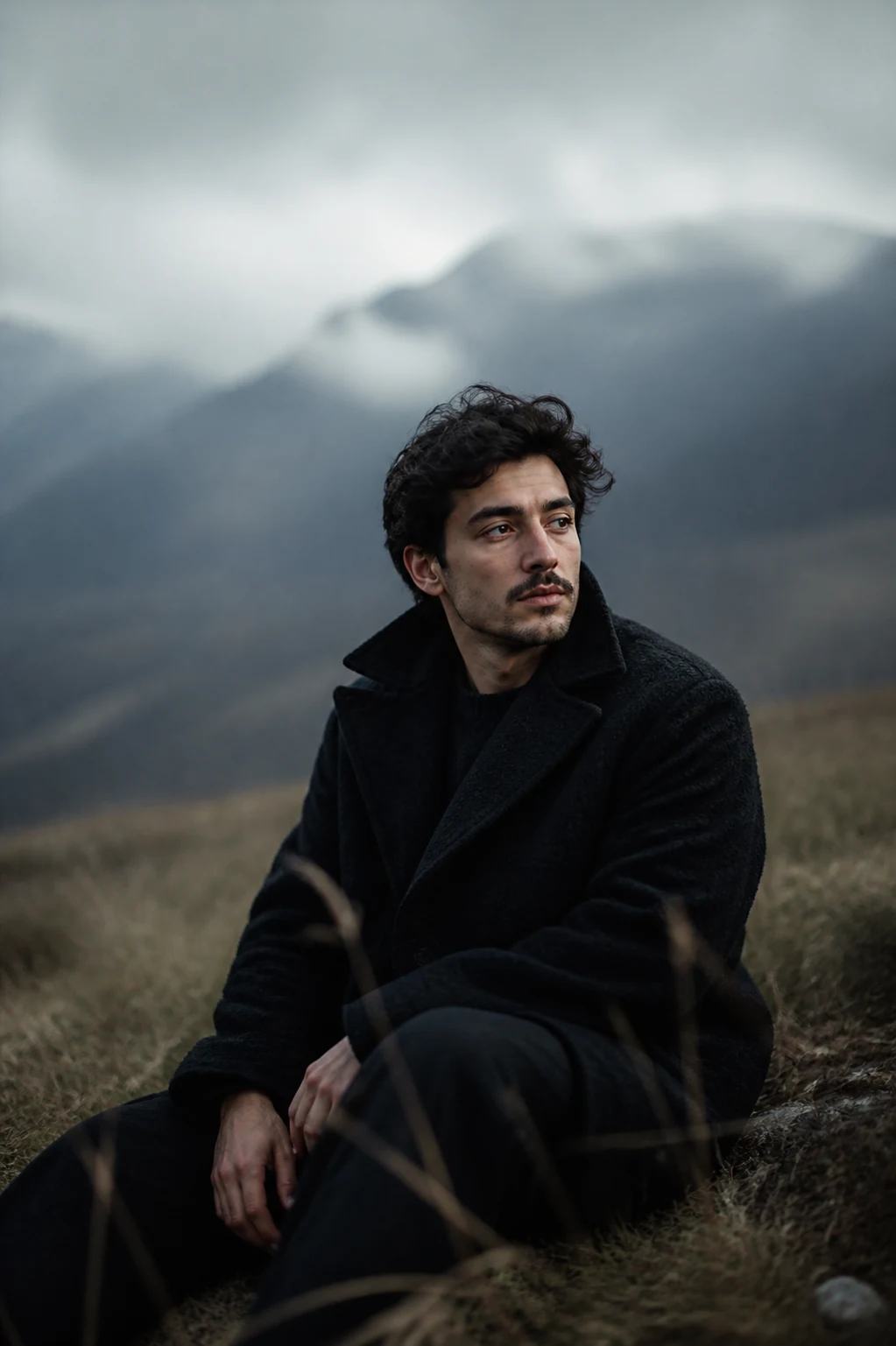 Misty Hillside Analog Editorial Portrait Prompt, image 4